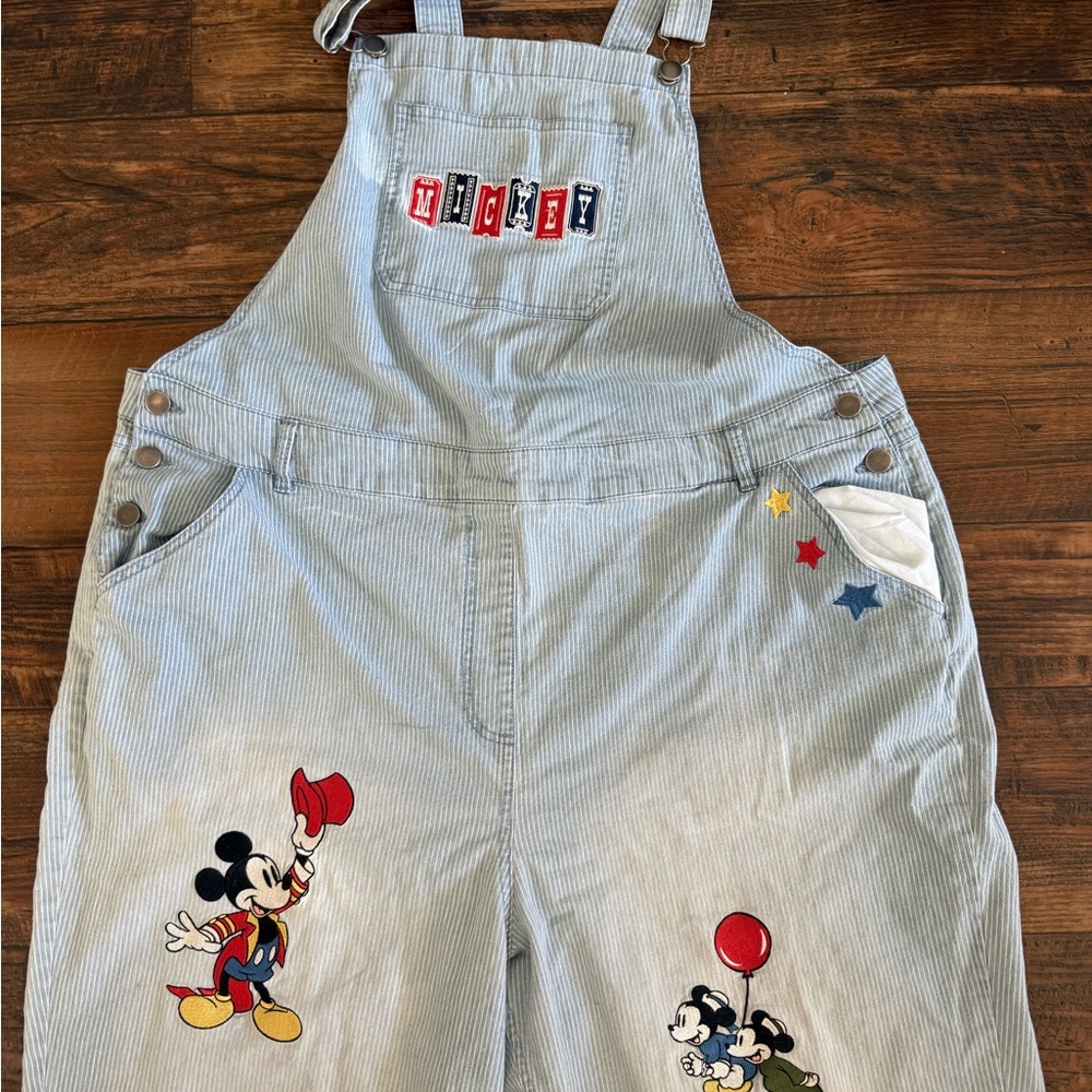 Disney Mickey Mouse Carnival Icons Women's Striped Overalls